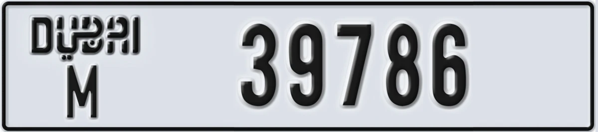 UAE License Plate Dubai M 39786