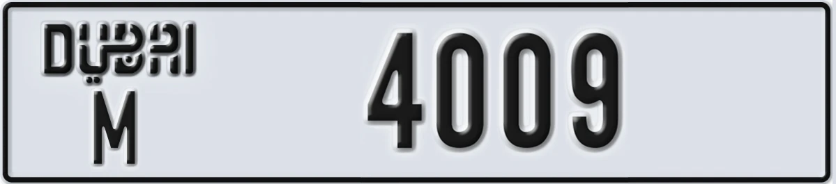 UAE License Plate Dubai M 4009