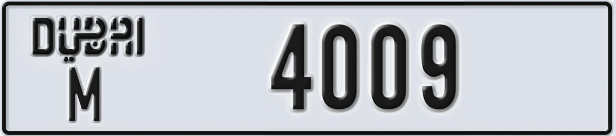 UAE License Plate Dubai M 4009