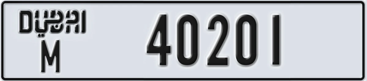 UAE License Plate Dubai M 40201