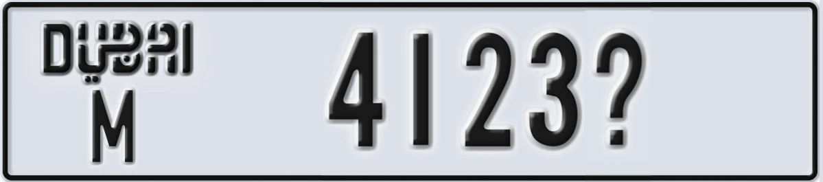 UAE License Plate Dubai M 4123X