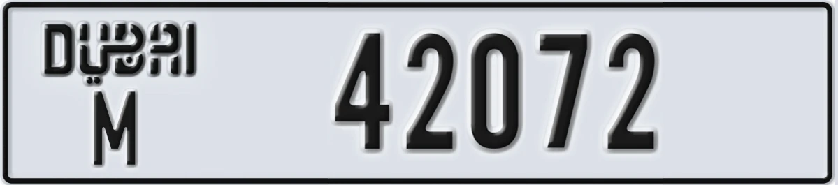 UAE License Plate Dubai M 42072