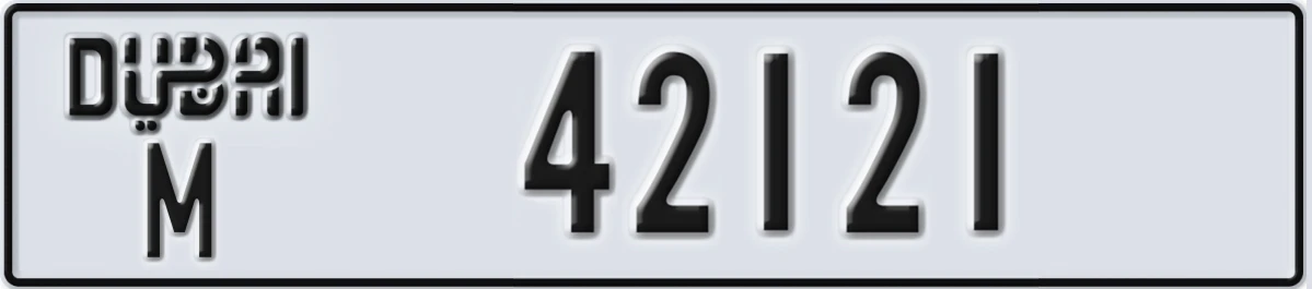 UAE License Plate Dubai M 42121