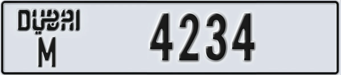 UAE License Plate Dubai M 4234