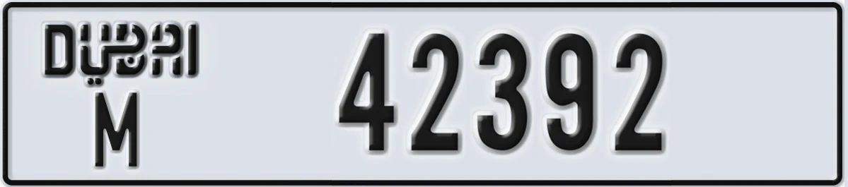 UAE License Plate Dubai M 42392