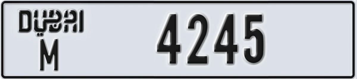 UAE License Plate Dubai M 4245