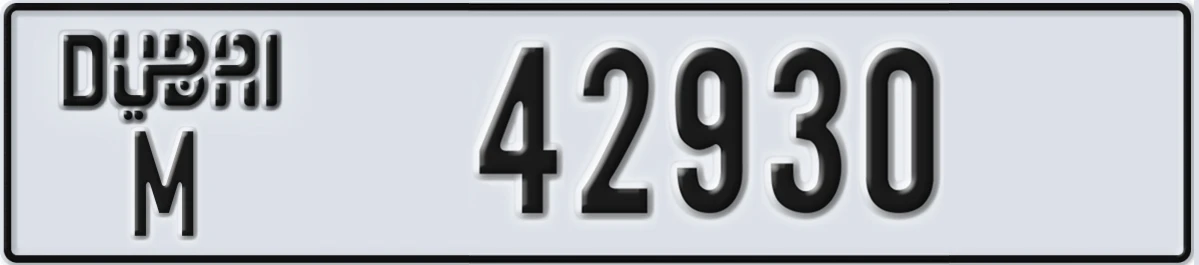 UAE License Plate Dubai M 42930