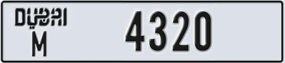 UAE License Plate Dubai M 4320
