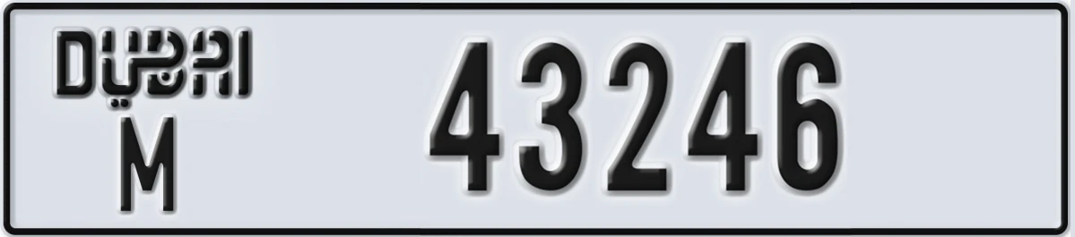 UAE License Plate Dubai M 43246
