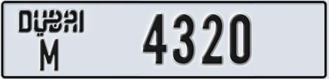 UAE License Plate Dubai M 432X0