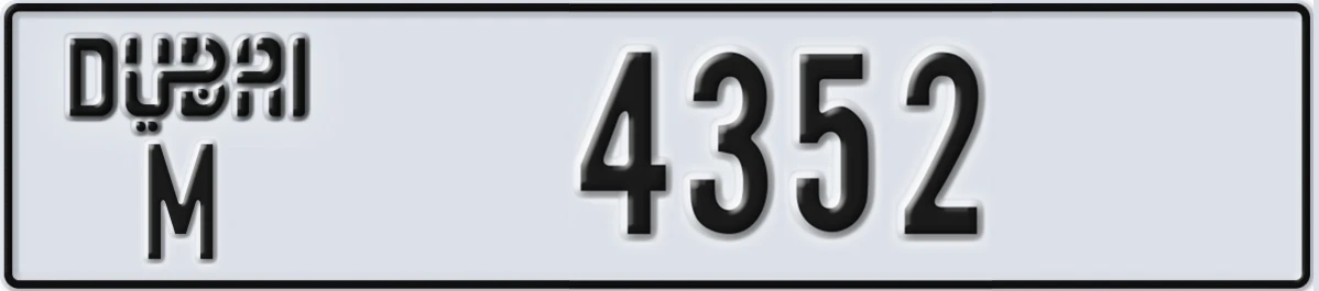UAE License Plate Dubai M 4352