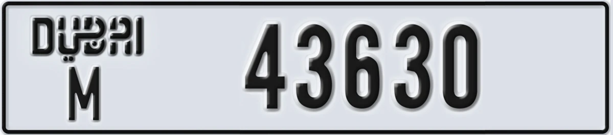 UAE License Plate Dubai M 43630