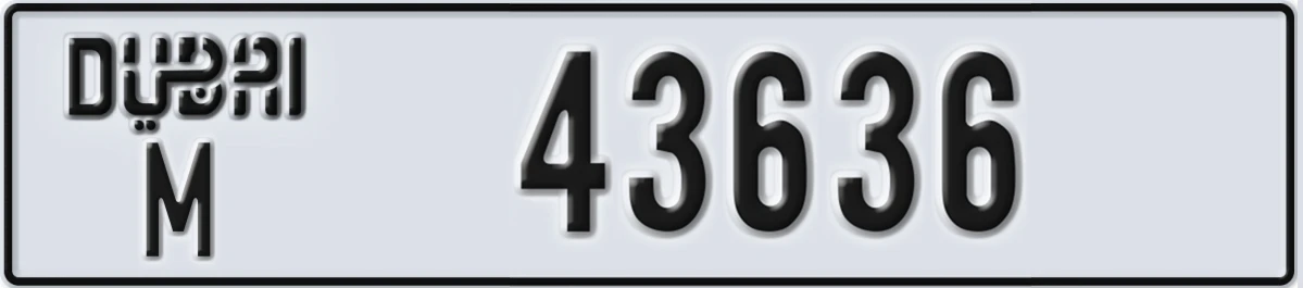 UAE License Plate Dubai M 43636