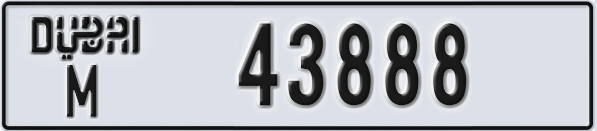 UAE License Plate Dubai M 43888