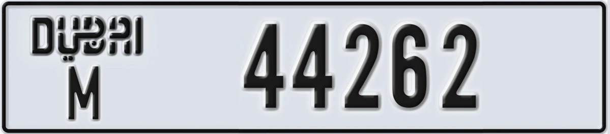 UAE License Plate Dubai M 44262