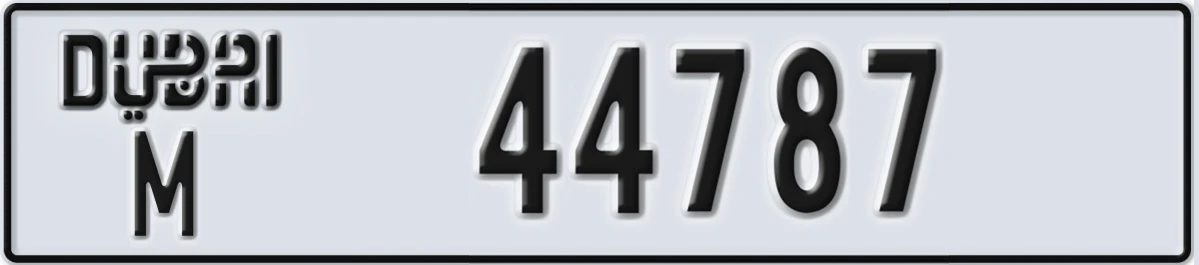 UAE License Plate Dubai M 44787