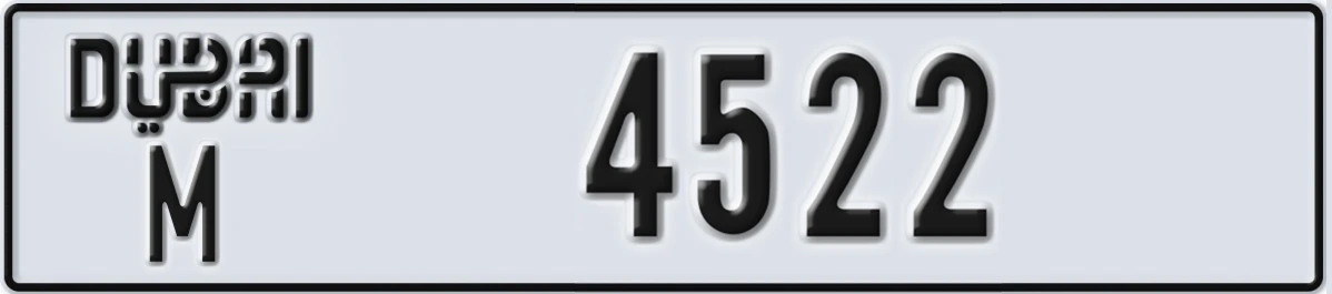 UAE License Plate Dubai M 4522