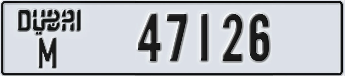 UAE License Plate Dubai M 47126