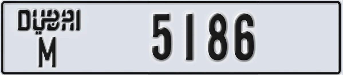 UAE License Plate Dubai M 5186