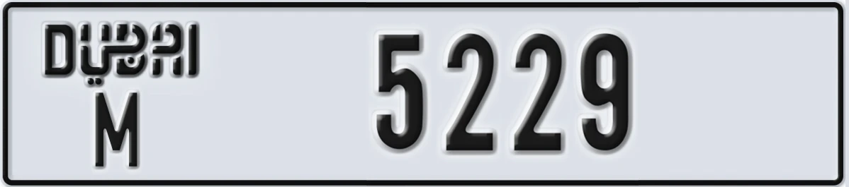 UAE License Plate Dubai M 5229