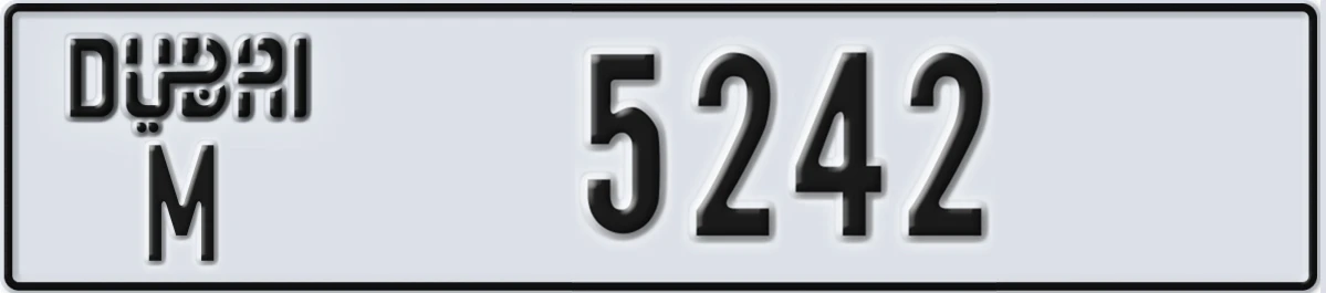 UAE License Plate Dubai M 5242