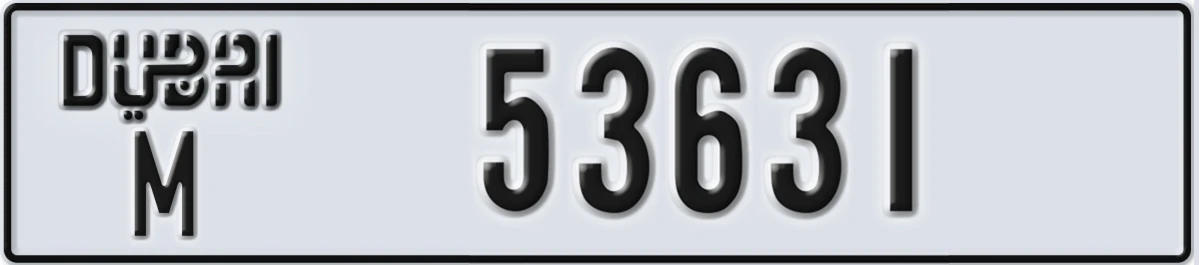 UAE License Plate Dubai M 53631