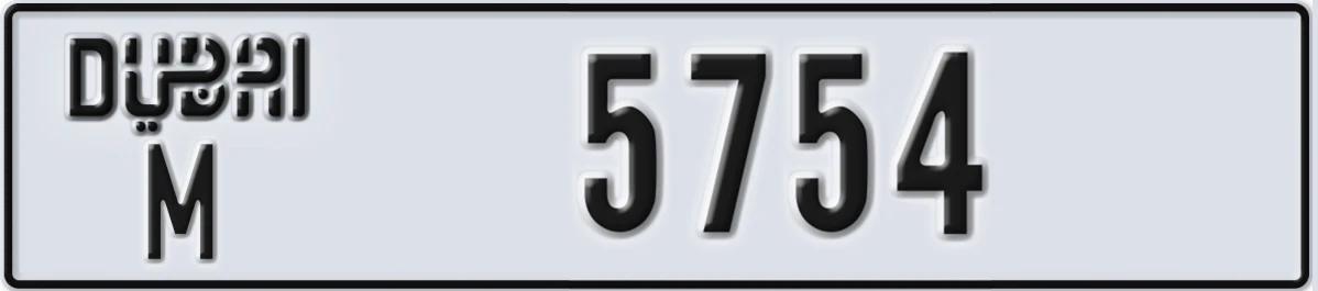 UAE License Plate Dubai M 5754