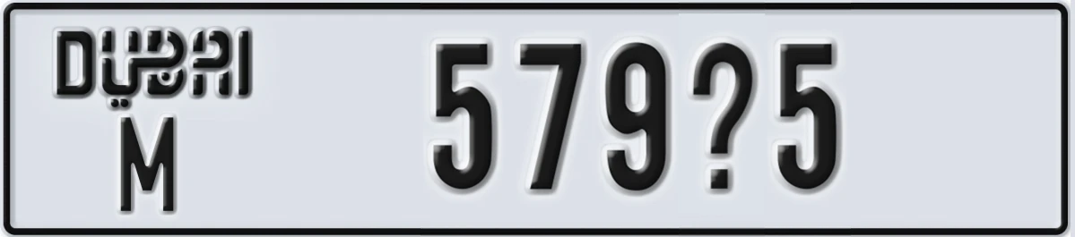 UAE License Plate Dubai M 579X5