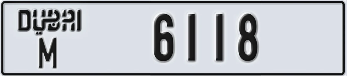 UAE License Plate Dubai M 6118