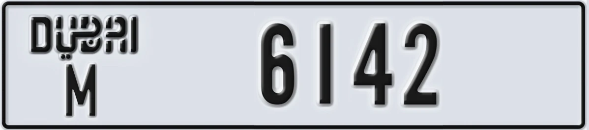 UAE License Plate Dubai M 6142