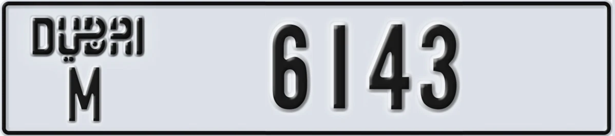 UAE License Plate Dubai M 6143