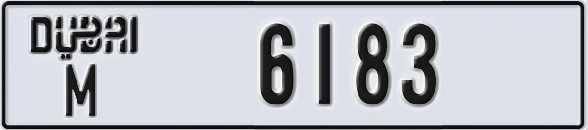 UAE License Plate Dubai M 6183