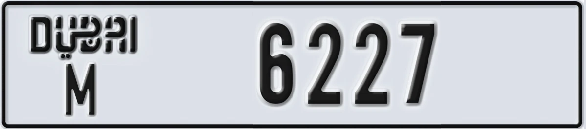 UAE License Plate Dubai M 6227