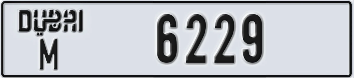 UAE License Plate Dubai M 6229