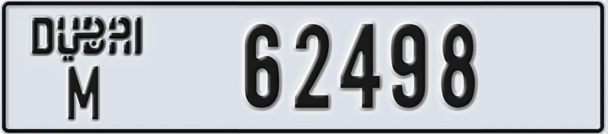 UAE License Plate Dubai M 62498