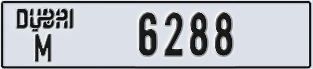 UAE License Plate Dubai M 6288