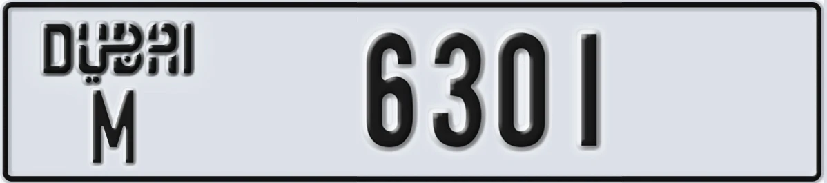 UAE License Plate Dubai M 6301