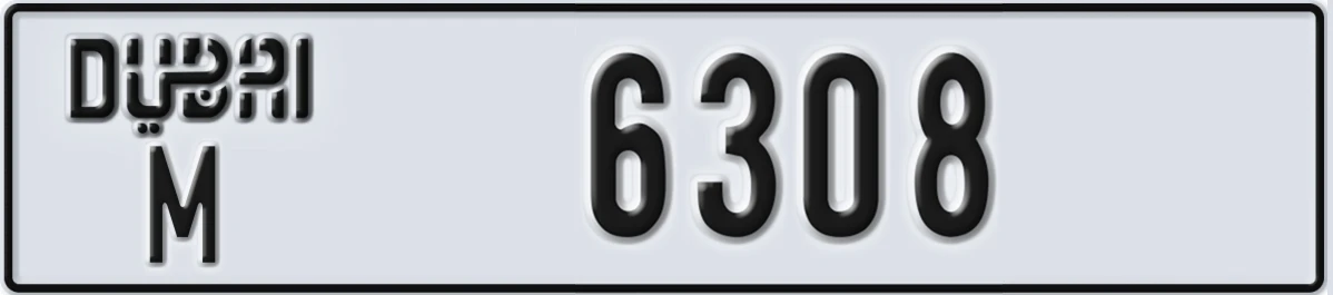 UAE License Plate Dubai M 6308