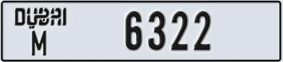 UAE License Plate Dubai M 6322