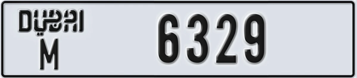 UAE License Plate Dubai M 6329