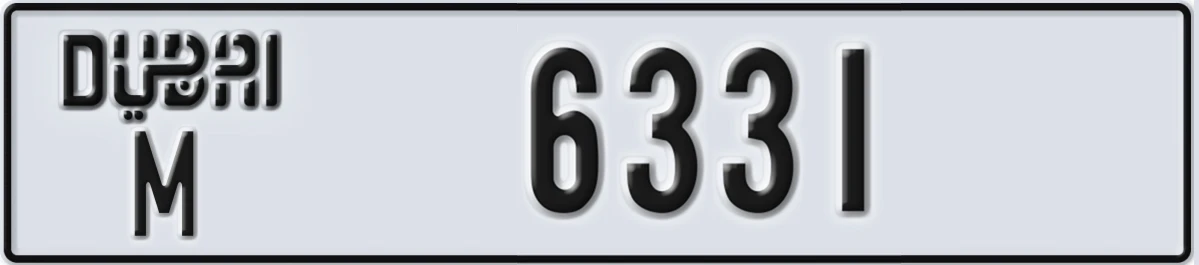UAE License Plate Dubai M 6331