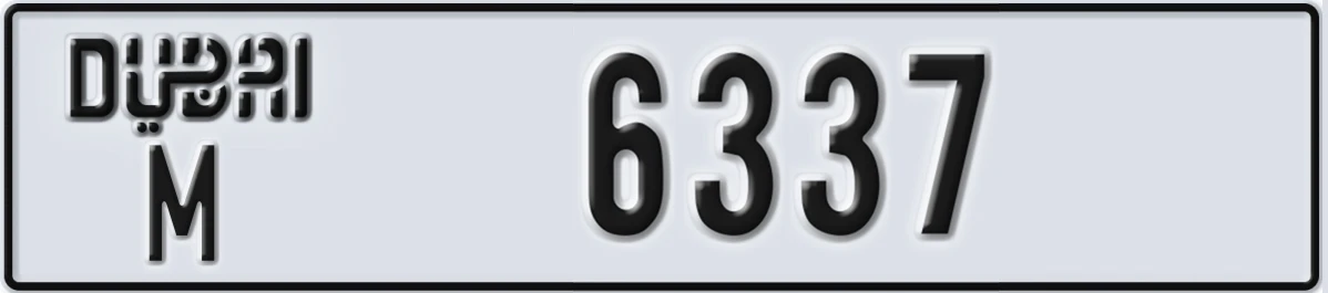 UAE License Plate Dubai M 6337