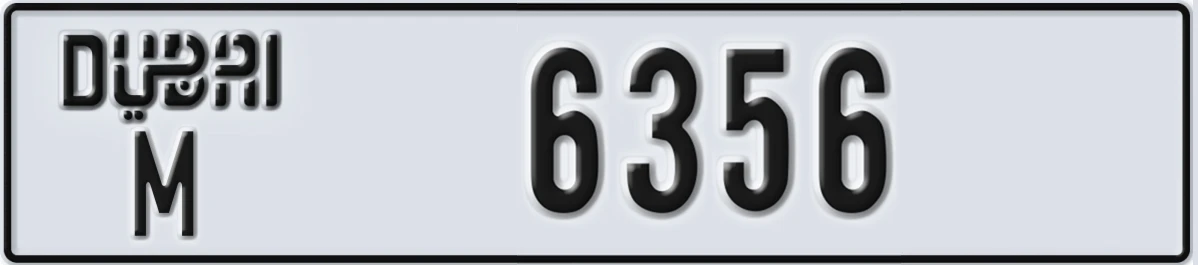 UAE License Plate Dubai M 6356