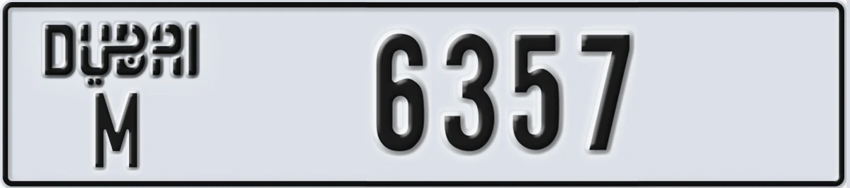 UAE License Plate Dubai M 6357
