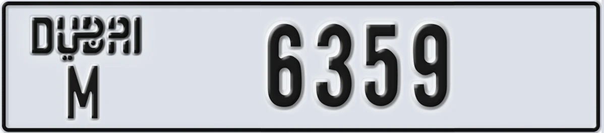 UAE License Plate Dubai M 6359