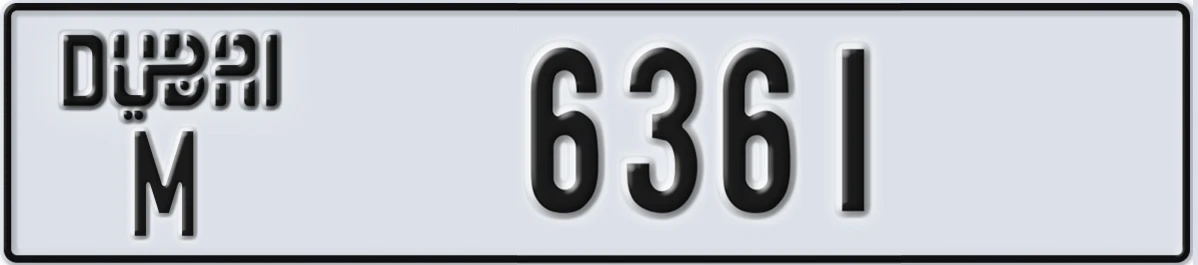 UAE License Plate Dubai M 6361
