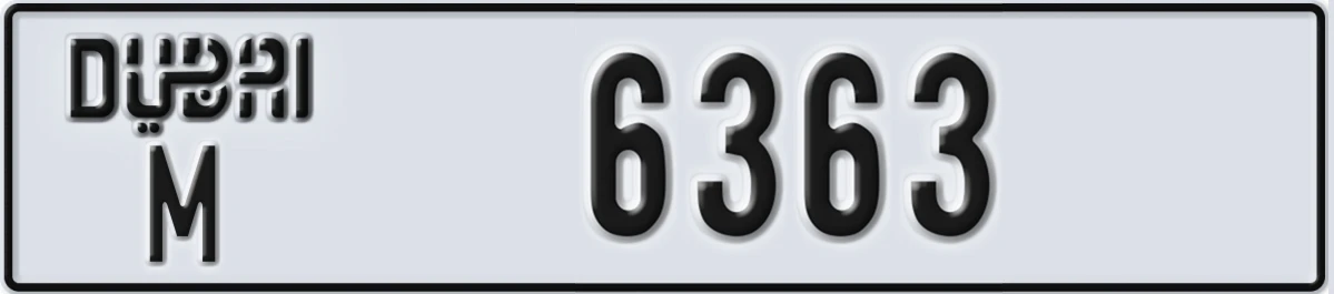 UAE License Plate Dubai M 6363