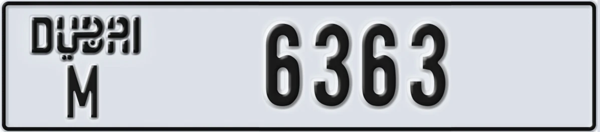 UAE License Plate Dubai M 6363