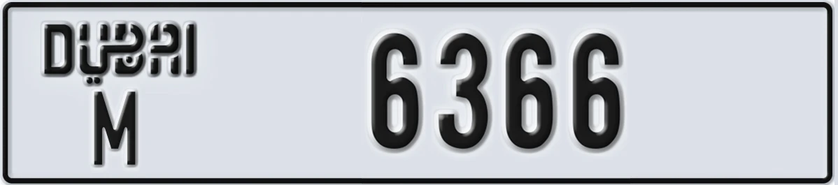 UAE License Plate Dubai M 6366