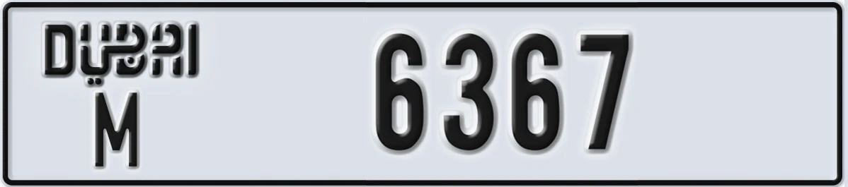 UAE License Plate Dubai M 6367